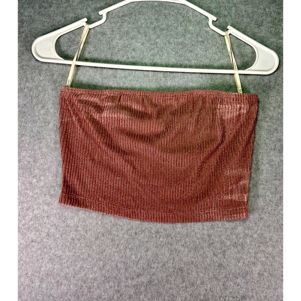 Forever 21 Tube Top Women Small Brown Ribbed Stretch Night Out Everyday Wear